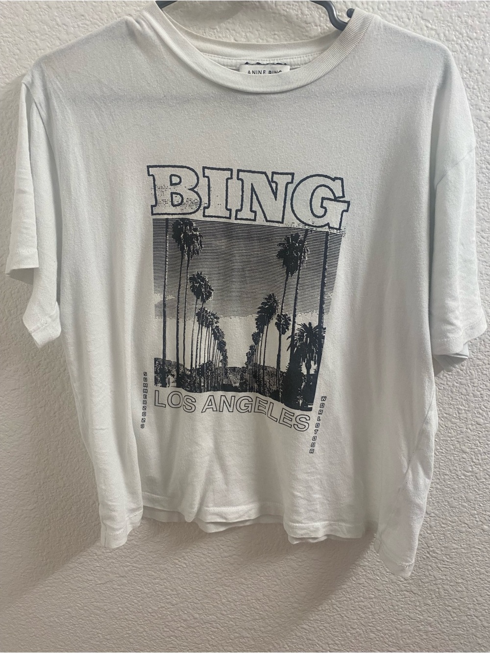 Anine Bing White Graphic Tee with Black Print